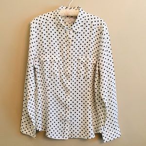 Loft Polka Dot Blouse Sz L